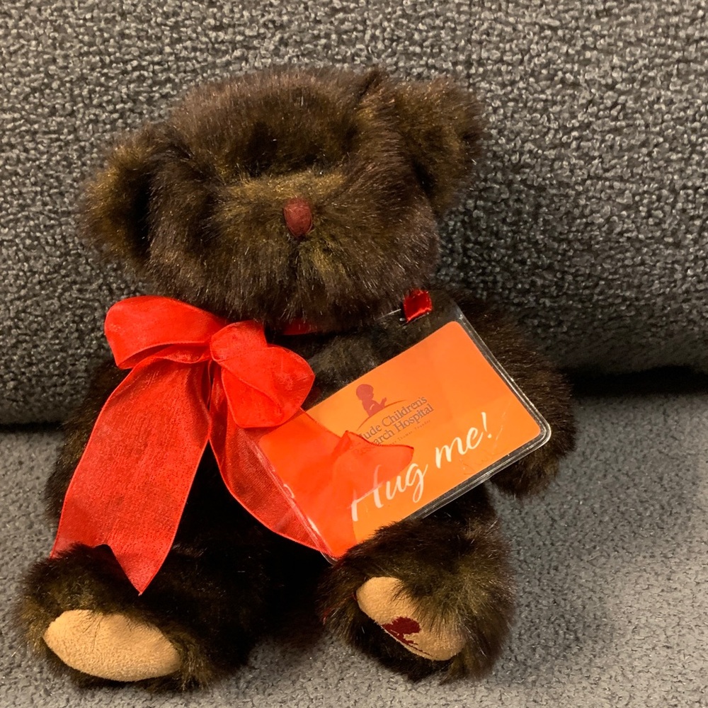 St Jude Brown Plush Teddy Bear with Red Bow